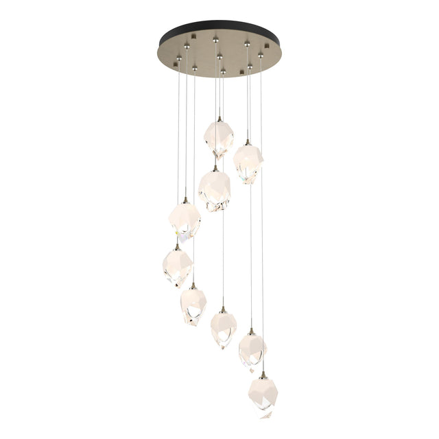 Hubbardton Forge 2023 Soft Gold White Crystal (WP) Standard Chrysalis 9-Light Small Crystal Pendant