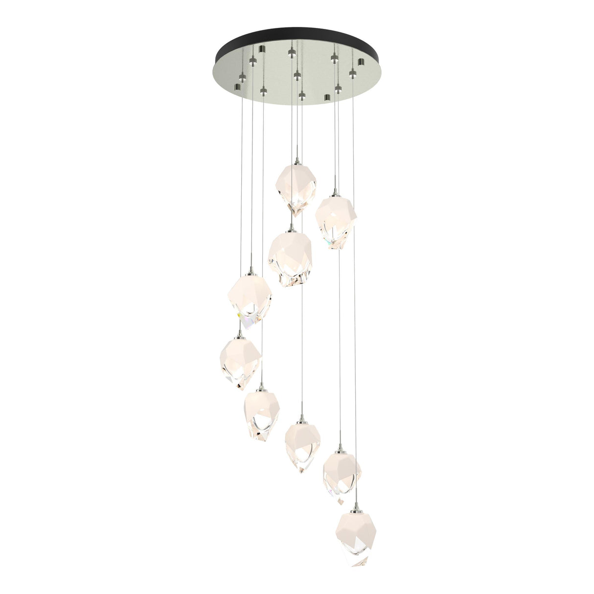 Hubbardton Forge 2023 Sterling White Crystal (WP) Standard Chrysalis 9-Light Small Crystal Pendant