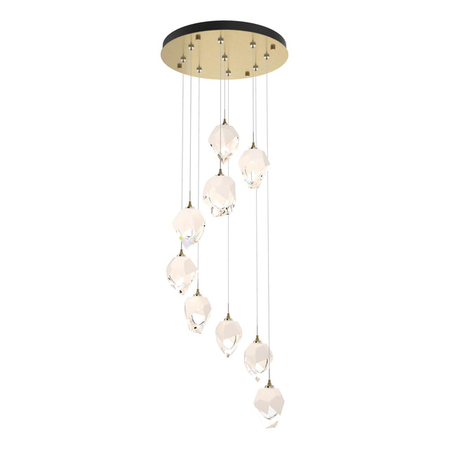 Hubbardton Forge 2023 Modern Brass White Crystal (WP) Standard Chrysalis 9-Light Small Crystal Pendant