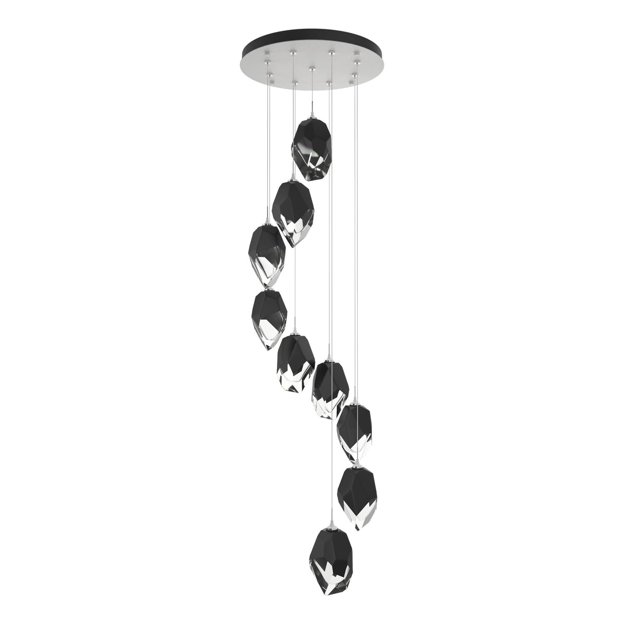 Hubbardton Forge 2023 White Black Crystal (BP) Long Chrysalis 9-Light Large Crystal Pendant