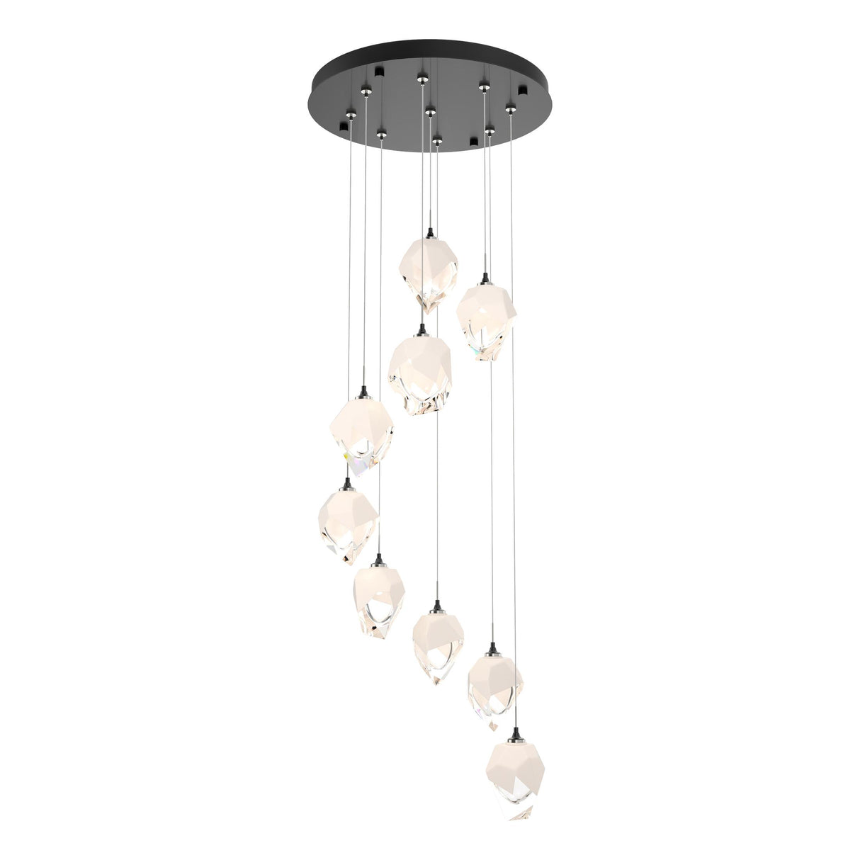 Hubbardton Forge 2023 Ink White Crystal (WP) Standard Chrysalis 9-Light Small Crystal Pendant