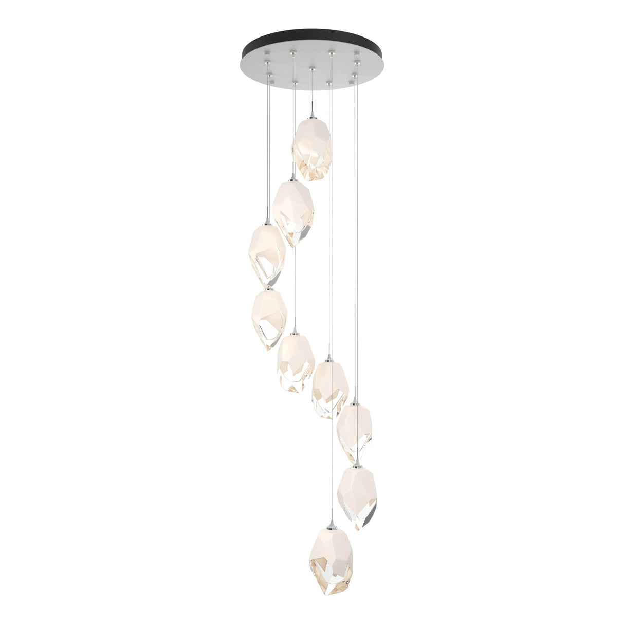 Hubbardton Forge 2023 White White Crystal (WP) Long Chrysalis 9-Light Large Crystal Pendant