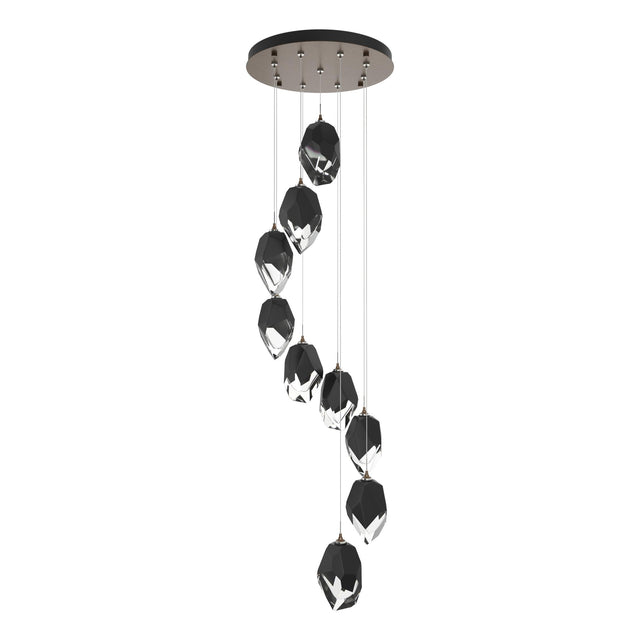 Hubbardton Forge 2023 Bronze Black Crystal (BP) Long Chrysalis 9-Light Large Crystal Pendant