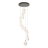 Hubbardton Forge 2023 Dark Smoke White Crystal (WP) Long Chrysalis 9-Light Large Crystal Pendant