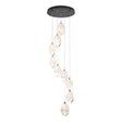 Hubbardton Forge 2023 Black White Crystal (WP) Long Chrysalis 9-Light Large Crystal Pendant