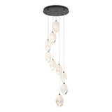 Hubbardton Forge 2023 Black White Crystal (WP) Long Chrysalis 9-Light Large Crystal Pendant