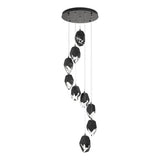 Hubbardton Forge 2023 Oil Rubbed Bronze Black Crystal (BP) Long Chrysalis 9-Light Large Crystal Pendant