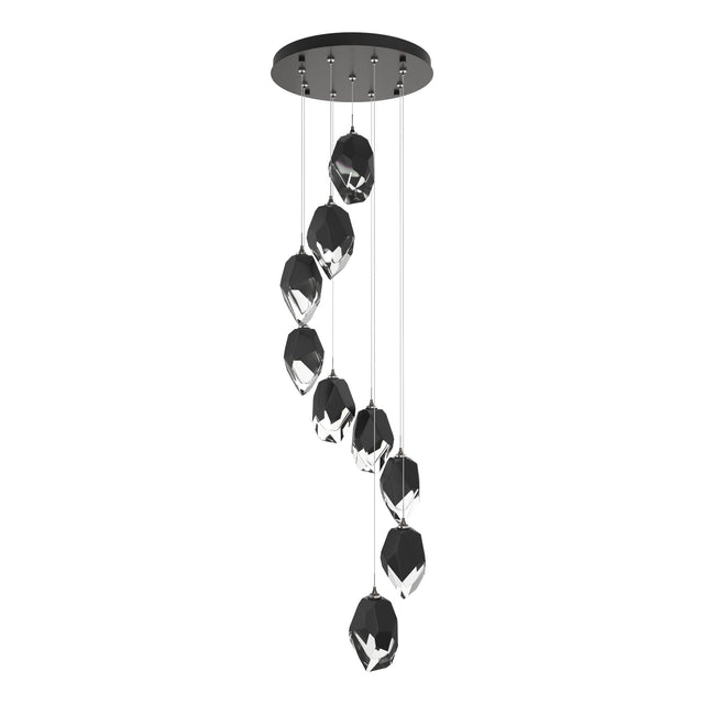Hubbardton Forge 2023 Oil Rubbed Bronze Black Crystal (BP) Long Chrysalis 9-Light Large Crystal Pendant