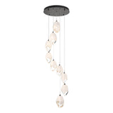 Hubbardton Forge 2023 Oil Rubbed Bronze White Crystal (WP) Long Chrysalis 9-Light Large Crystal Pendant