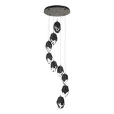 Hubbardton Forge 2023 Natural Iron Black Crystal (BP) Long Chrysalis 9-Light Large Crystal Pendant