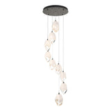 Hubbardton Forge 2023 Natural Iron White Crystal (WP) Long Chrysalis 9-Light Large Crystal Pendant