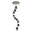 Hubbardton Forge 2023 Soft Gold Black Crystal (BP) Long Chrysalis 9-Light Large Crystal Pendant