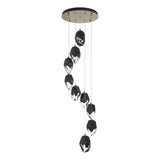 Hubbardton Forge 2023 Soft Gold Black Crystal (BP) Long Chrysalis 9-Light Large Crystal Pendant
