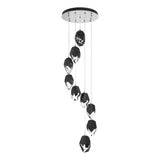 Hubbardton Forge 2023 Vintage Platinum Black Crystal (BP) Long Chrysalis 9-Light Large Crystal Pendant