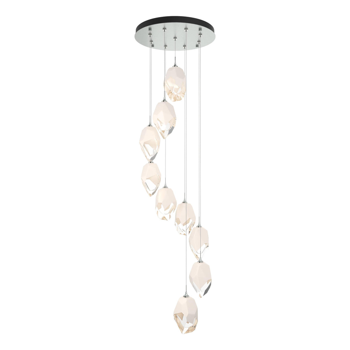 Hubbardton Forge 2023 Vintage Platinum White Crystal (WP) Long Chrysalis 9-Light Large Crystal Pendant