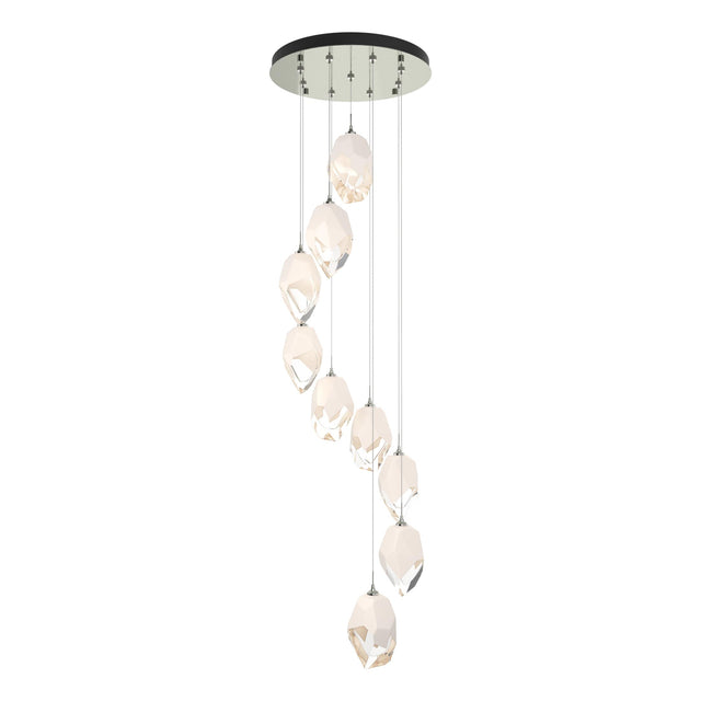 Hubbardton Forge 2023 Sterling White Crystal (WP) Long Chrysalis 9-Light Large Crystal Pendant