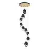 Hubbardton Forge 2023 Modern Brass Black Crystal (BP) Long Chrysalis 9-Light Large Crystal Pendant