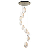 Hubbardton Forge 2023 Modern Brass White Crystal (WP) Long Chrysalis 9-Light Large Crystal Pendant