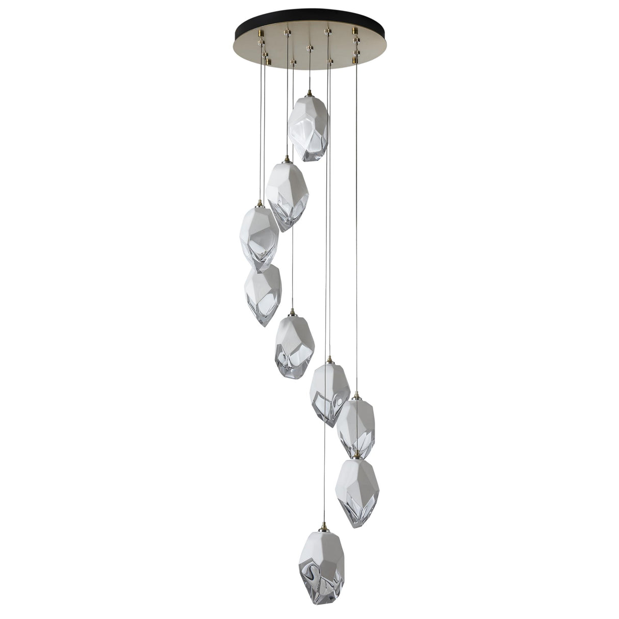 Hubbardton Forge 2023 Modern Brass White Crystal (WP) Long Chrysalis 9-Light Large Crystal Pendant