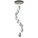 Hubbardton Forge 2023 Modern Brass White Crystal (WP) Long Chrysalis 9-Light Large Crystal Pendant