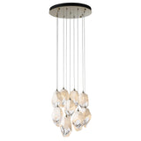 Hubbardton Forge 2023 Modern Brass White Crystal (WP) Long Chrysalis 9-Light Large Crystal Pendant