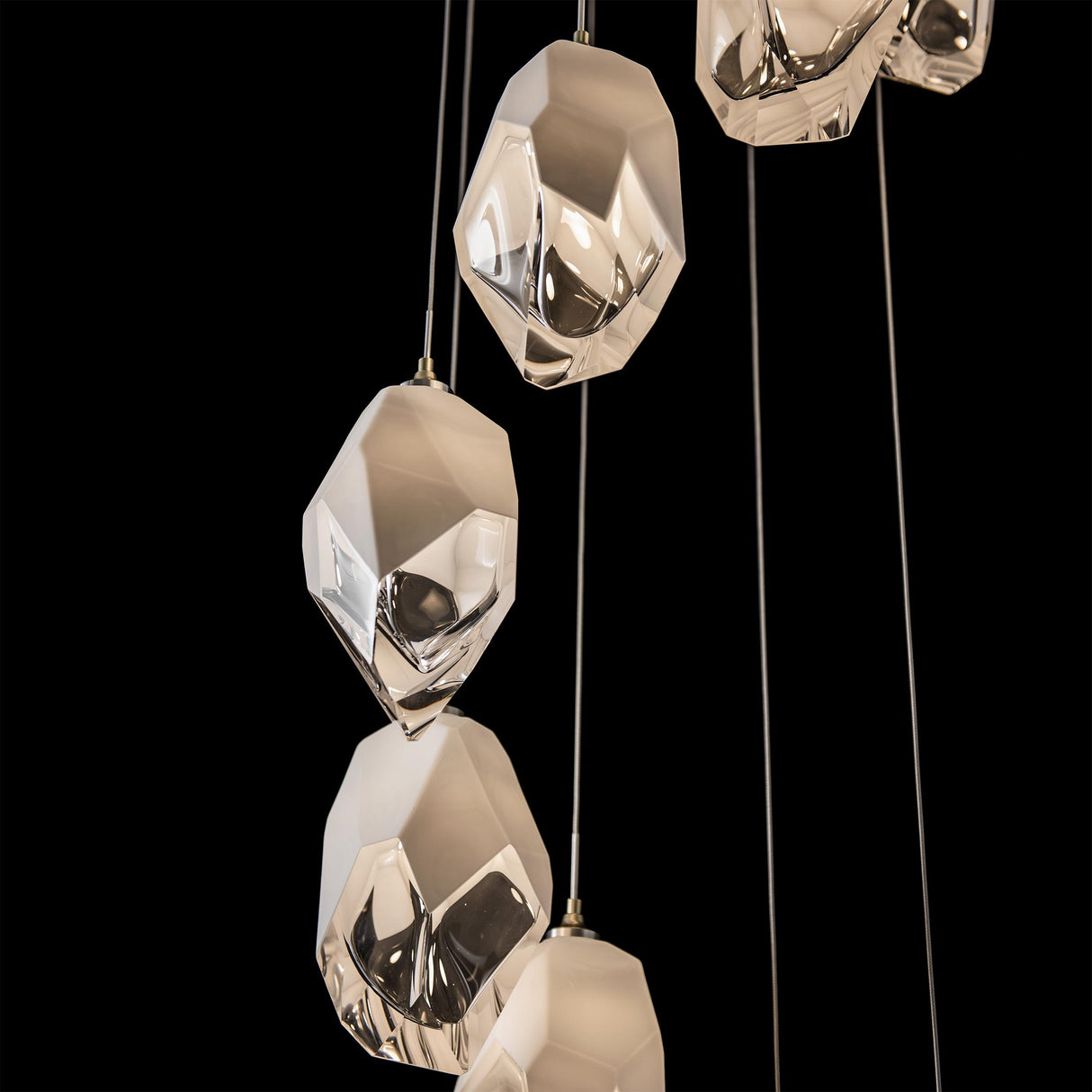Hubbardton Forge 2023 Modern Brass White Crystal (WP) Long Chrysalis 9-Light Large Crystal Pendant
