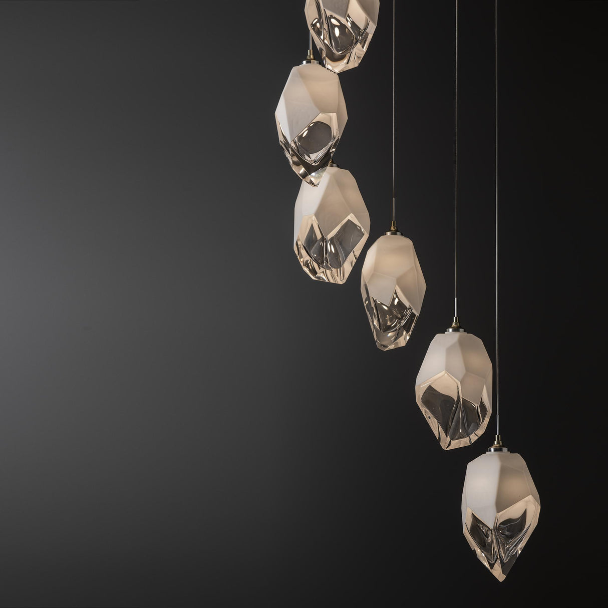Hubbardton Forge 2023 Modern Brass White Crystal (WP) Long Chrysalis 9-Light Large Crystal Pendant