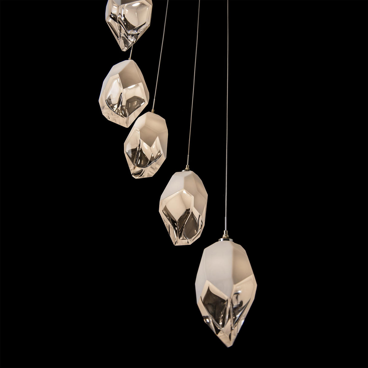 Hubbardton Forge 2023 Modern Brass White Crystal (WP) Long Chrysalis 9-Light Large Crystal Pendant