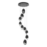 Hubbardton Forge 2023 Ink Black Crystal (BP) Long Chrysalis 9-Light Large Crystal Pendant