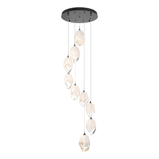 Hubbardton Forge 2023 Ink White Crystal (WP) Long Chrysalis 9-Light Large Crystal Pendant