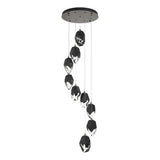 Hubbardton Forge 2023 Dark Smoke Black Crystal (BP) Standard Chrysalis 9-Light Large Crystal Pendant