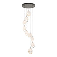 Hubbardton Forge 2023 Dark Smoke White Crystal (WP) Standard Chrysalis 9-Light Large Crystal Pendant