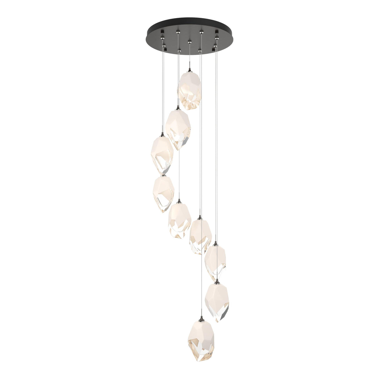 Hubbardton Forge 2023 Oil Rubbed Bronze White Crystal (WP) Standard Chrysalis 9-Light Large Crystal Pendant
