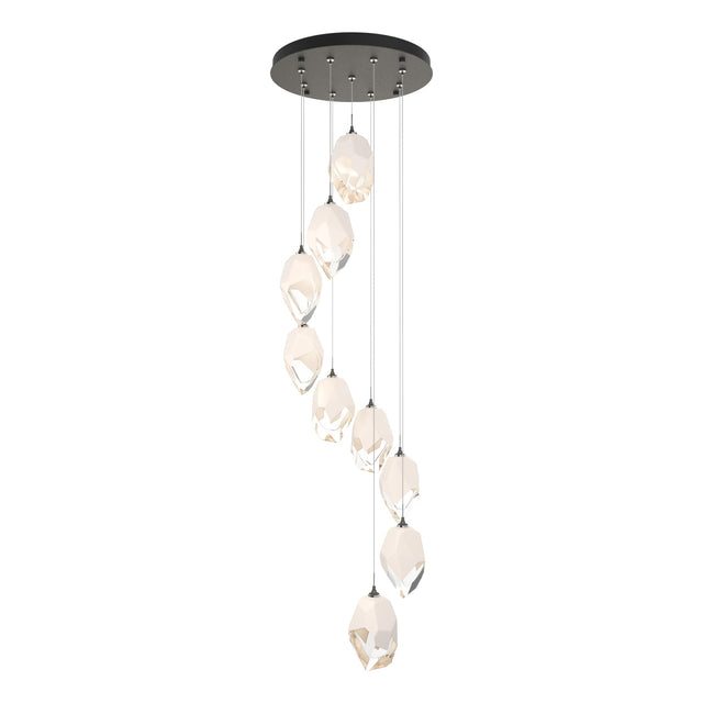 Hubbardton Forge 2023 Natural Iron White Crystal (WP) Standard Chrysalis 9-Light Large Crystal Pendant