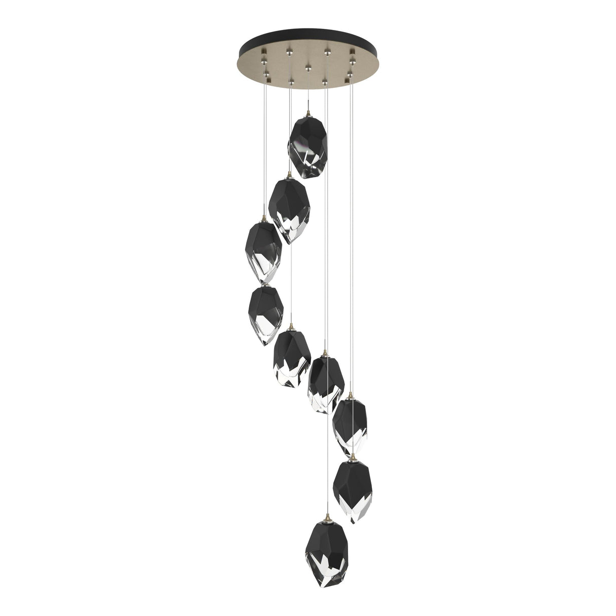 Hubbardton Forge 2023 Soft Gold Black Crystal (BP) Standard Chrysalis 9-Light Large Crystal Pendant