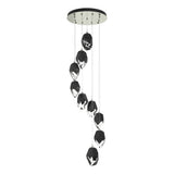 Hubbardton Forge 2023 Sterling Black Crystal (BP) Standard Chrysalis 9-Light Large Crystal Pendant