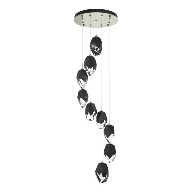 Hubbardton Forge 2023 Sterling Black Crystal (BP) Standard Chrysalis 9-Light Large Crystal Pendant