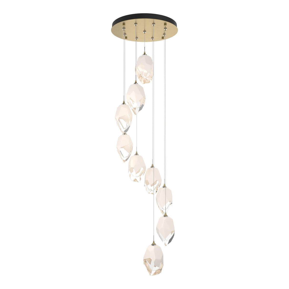 Hubbardton Forge 2023 Modern Brass White Crystal (WP) Standard Chrysalis 9-Light Large Crystal Pendant