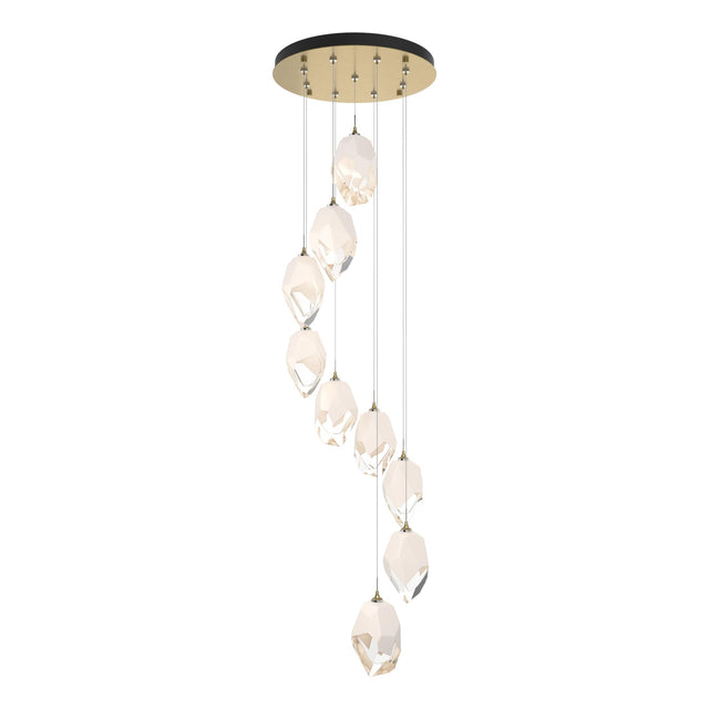 Hubbardton Forge 2023 Modern Brass White Crystal (WP) Standard Chrysalis 9-Light Large Crystal Pendant