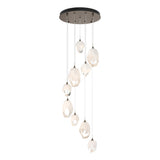 Hubbardton Forge 2023 Bronze White Crystal (WP) Long Chrysalis 9-Light Mixed Crystal Pendant