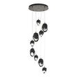Hubbardton Forge 2023 Dark Smoke Black Crystal (BP) Long Chrysalis 9-Light Mixed Crystal Pendant