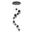 Hubbardton Forge 2023 Black Black Crystal (BP) Long Chrysalis 9-Light Mixed Crystal Pendant