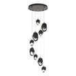 Hubbardton Forge 2023 Oil Rubbed Bronze Black Crystal (BP) Long Chrysalis 9-Light Mixed Crystal Pendant