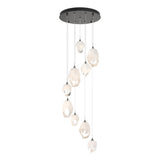 Hubbardton Forge 2023 Oil Rubbed Bronze White Crystal (WP) Long Chrysalis 9-Light Mixed Crystal Pendant