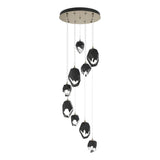 Hubbardton Forge 2023 Soft Gold Black Crystal (BP) Long Chrysalis 9-Light Mixed Crystal Pendant