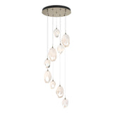 Hubbardton Forge 2023 Soft Gold White Crystal (WP) Long Chrysalis 9-Light Mixed Crystal Pendant