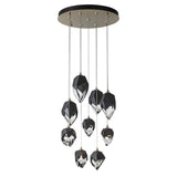 Hubbardton Forge 2023 Modern Brass Black Crystal (BP) Long Chrysalis 9-Light Mixed Crystal Pendant