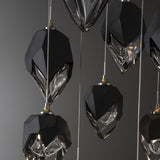 Hubbardton Forge 2023 Modern Brass Black Crystal (BP) Long Chrysalis 9-Light Mixed Crystal Pendant