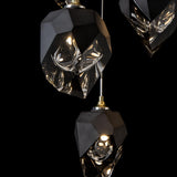 Hubbardton Forge 2023 Modern Brass Black Crystal (BP) Long Chrysalis 9-Light Mixed Crystal Pendant