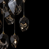 Hubbardton Forge 2023 Modern Brass Black Crystal (BP) Long Chrysalis 9-Light Mixed Crystal Pendant